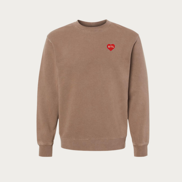 Embroidered Heart STL Pigment-Dyed Crewneck