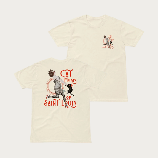 Cat Moms of Saint Louis Heavyweight Tee - Swinging kitty