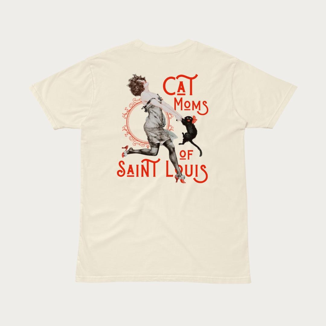 Cat Moms of Saint Louis Heavyweight Tee - Swinging kitty