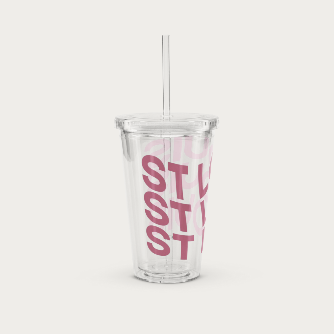 Clear plastic tumbler