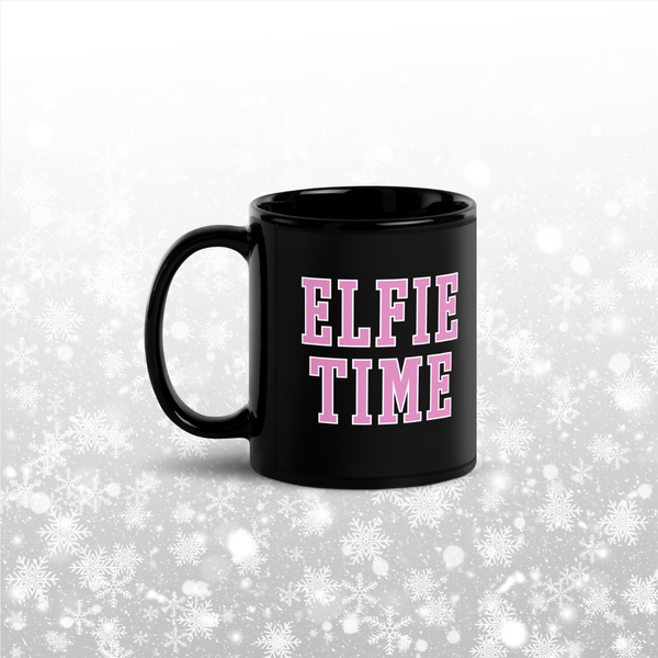 Elfie Time Black Glossy Mug