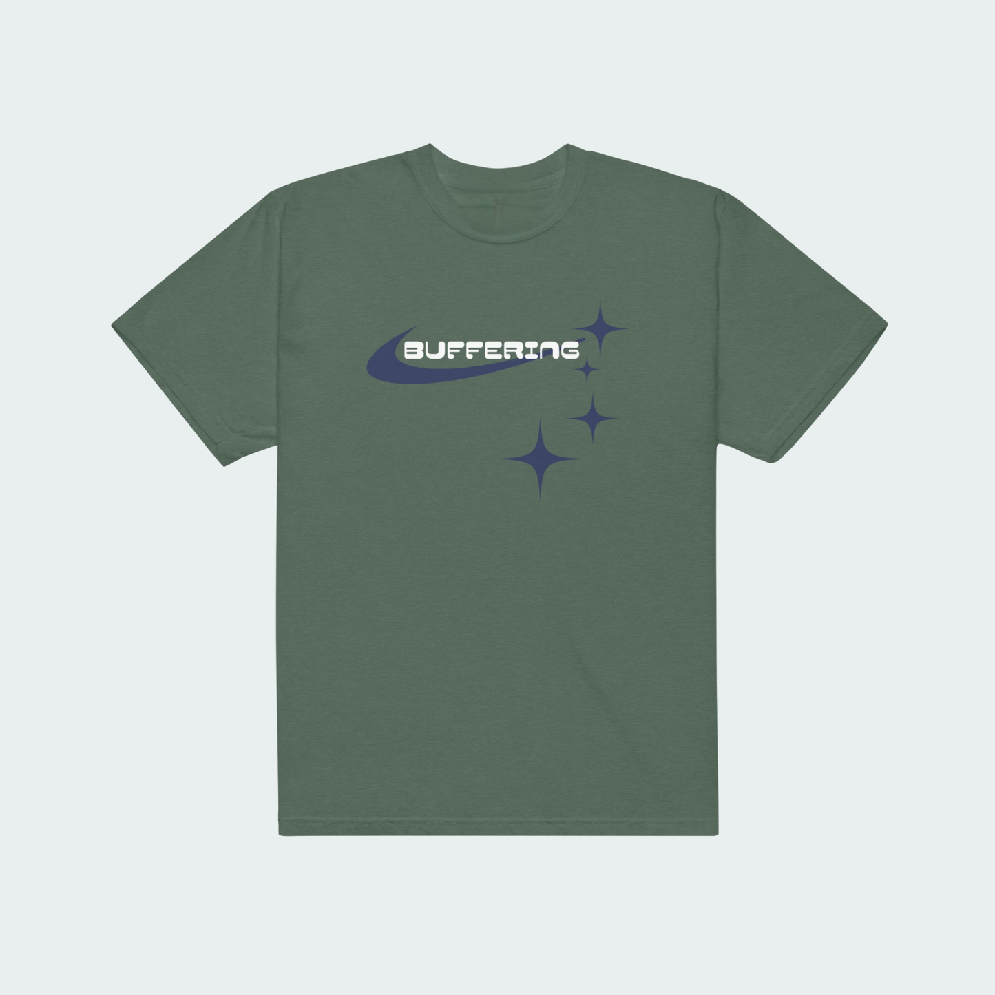 Buffering garment-dyed t-shirt