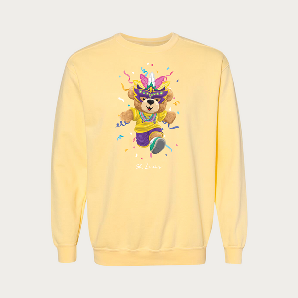 Mardi Gras Bear Garment Dyed Crewneck