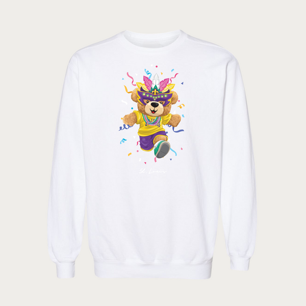 Mardi Gras Bear Garment Dyed Crewneck