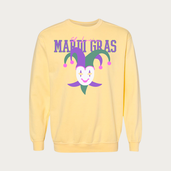 Jester Mardi Gras Garment Dyed Crewneck