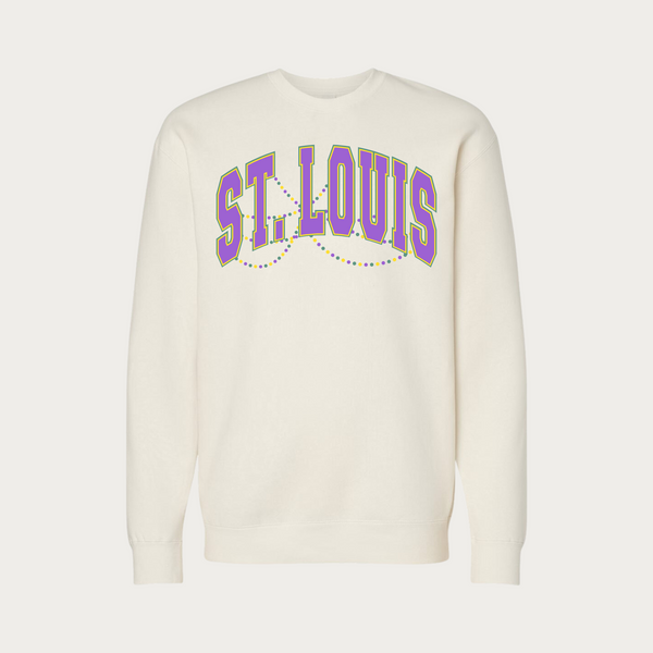 Beaded Collegiate Mardi Gras Heavyweight Crewneck Sweatshirt