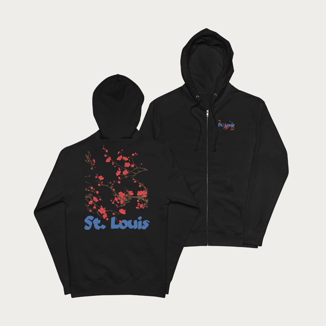 Cherry blossom Unisex fleece zip up hoodie