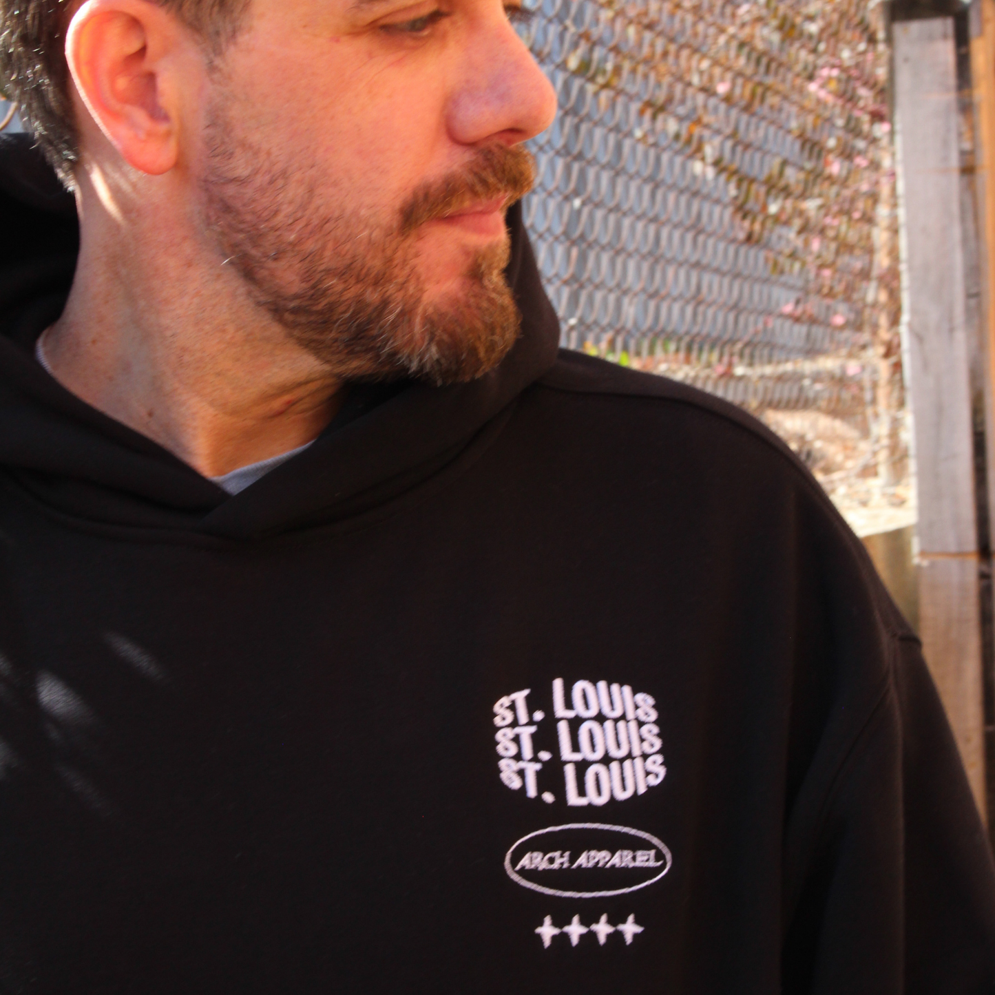 4 Stars embroidered oversized hoodie