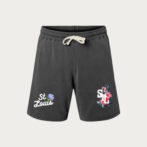 Garment-Dyed Floral Sweat Shorts