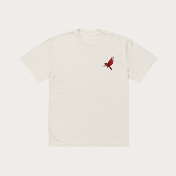 Oversized faded embroidered bird t-shirt