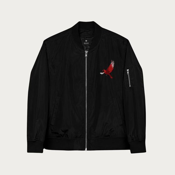 Premium recycled bomber embroidered bird jacket