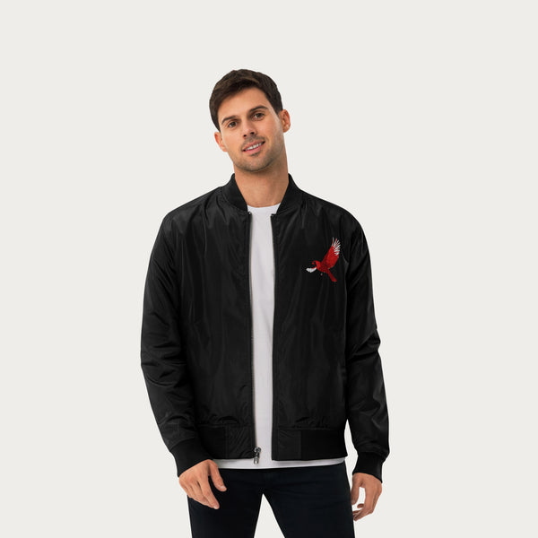 Premium recycled bomber embroidered bird jacket