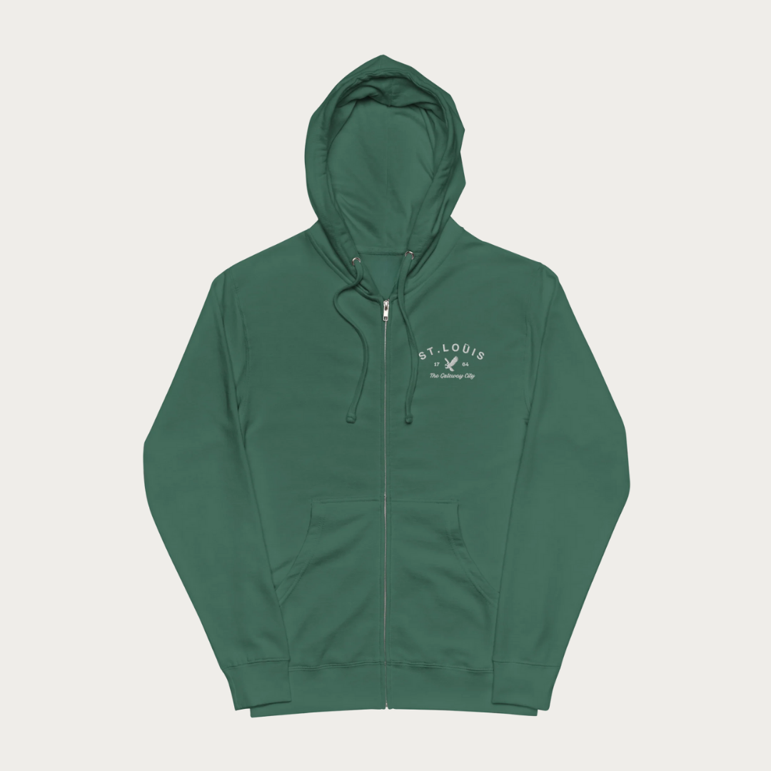 Embroidered eagle Unisex fleece zip up hoodie