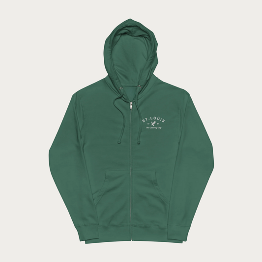 Embroidered eagle Unisex fleece zip up hoodie