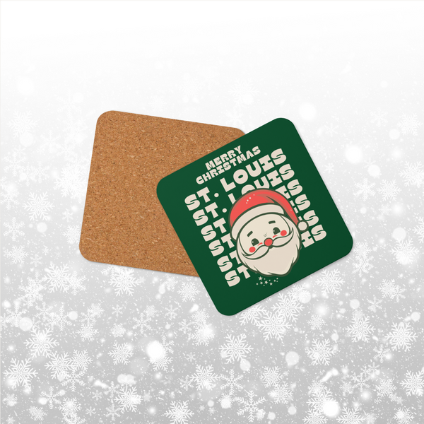 Merry Christmas St. Louis Cork-back coaster