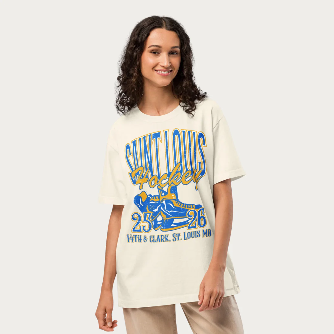 Saint Louis Hockey Tour Unisex oversized t-shirt - Vintage White