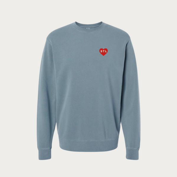 Embroidered Heart STL Pigment Dyed Crewneck