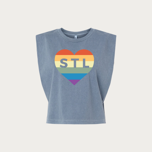 Pride Heart STL Garment-Dyed Muscle Tee