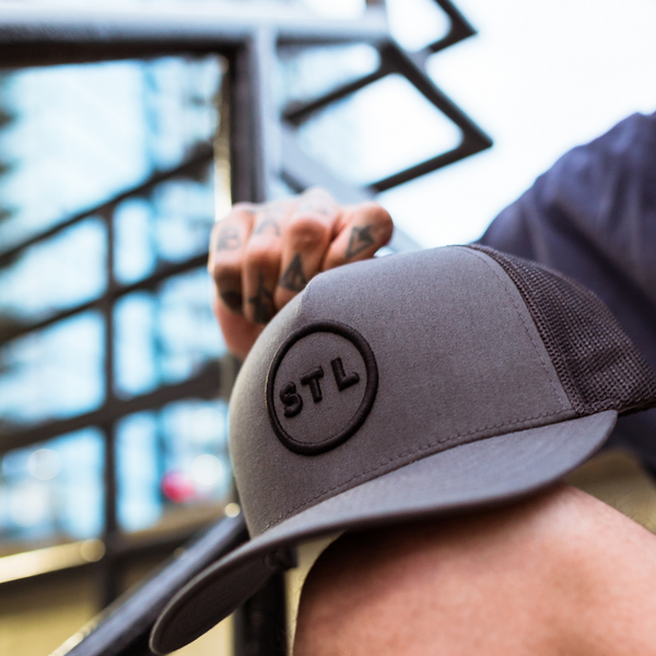 Blackout City Circle Puff Curved Bill Trucker