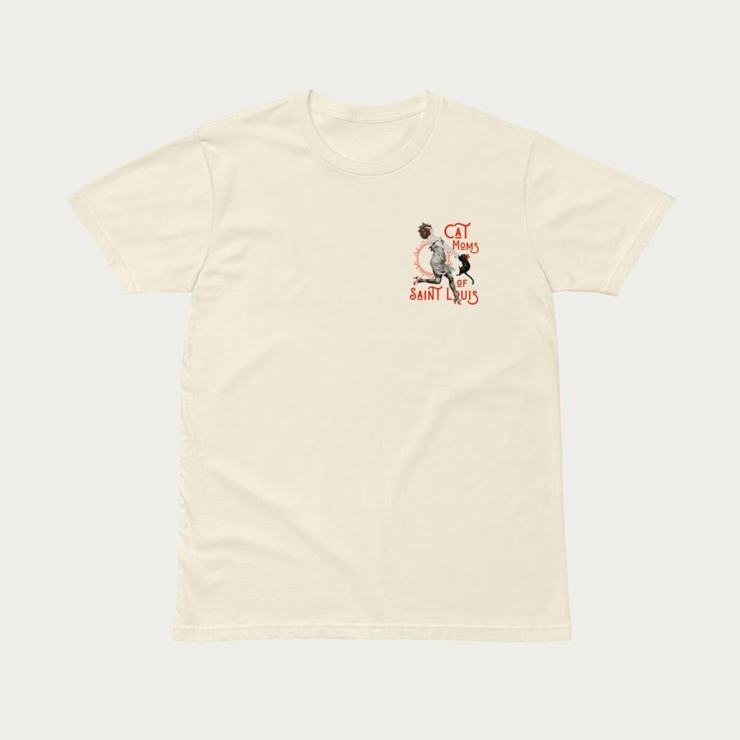 Cat Moms of Saint Louis Heavyweight Tee - Swinging kitty
