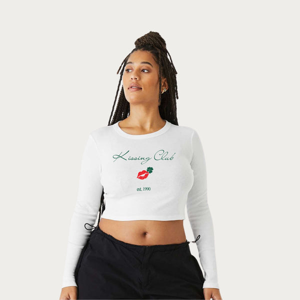 Kissing Club Women's Micro Rib Long Sleeve Baby Tee