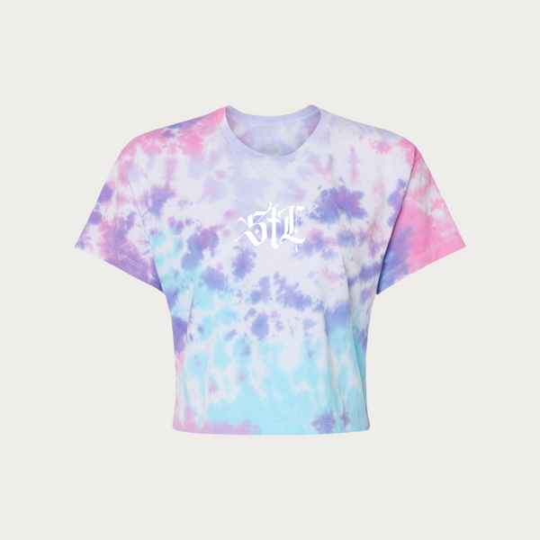 Women's Gothic Cotton Candy Tie-Dyed Crop T-Shirt