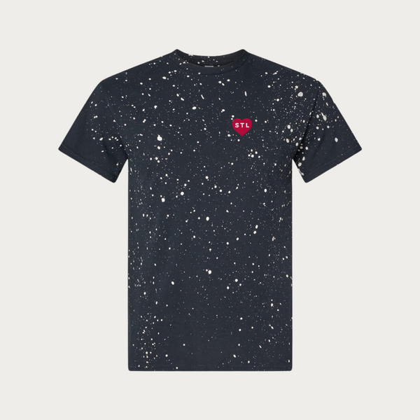Embroidered Heart STL Bleach Wash T-Shirt