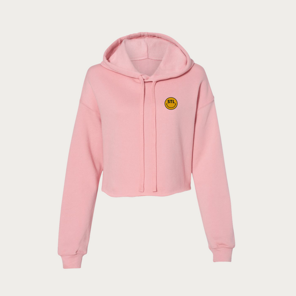 STL Smiley embroidered Cropped Fleece Hoodie