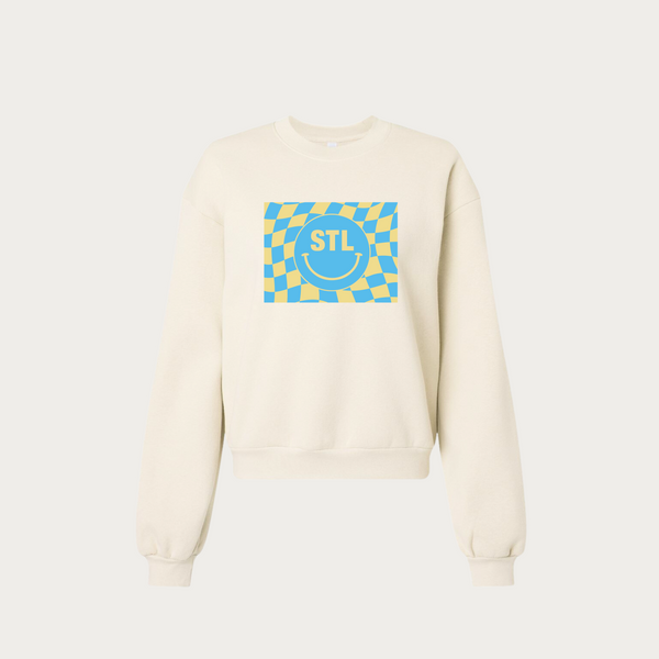 Checkered Smiley Women's Crewneck