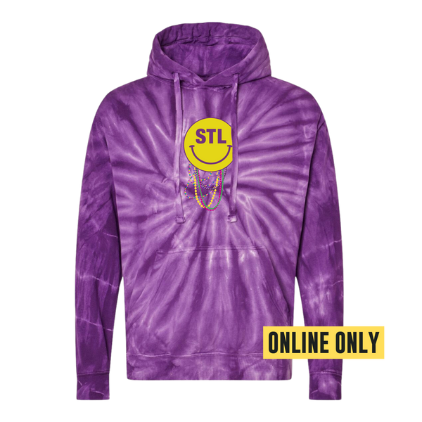 Tie Dye Mardi Gras Smiley Hoodie Arch Apparel