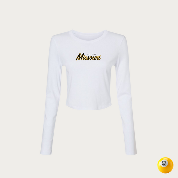 Missouri Script Micro Rib Long Sleeve Baby Tee