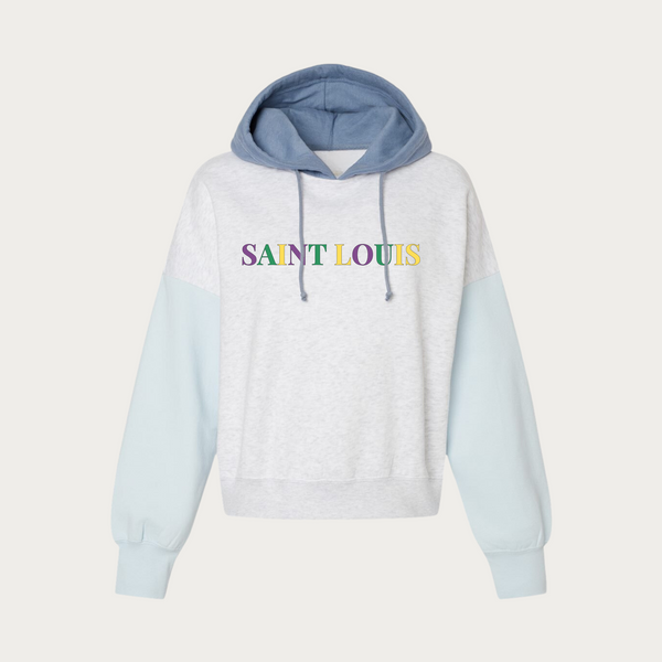 Mardi Gras Saint Louis Colorblocked Crop Hoodie