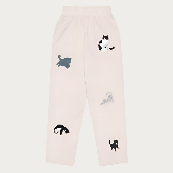 All over Cat Mom Wide-leg Sweatpants