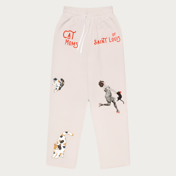 All over Cat Mom Wide-leg Sweatpants