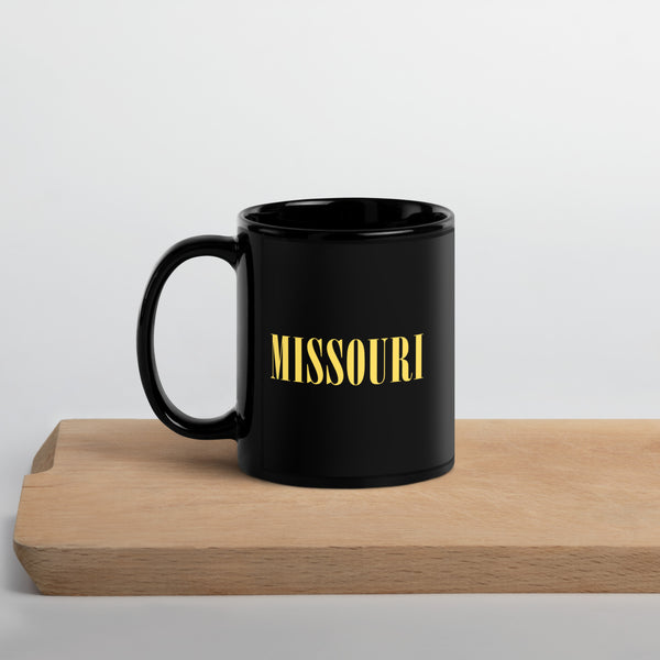 Black & Yellow Missouri Black Glossy Coffee Mug