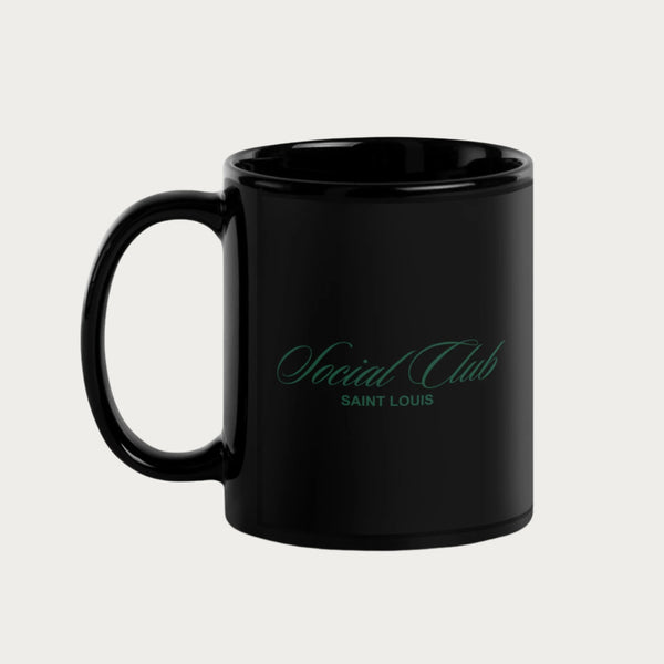 Social Club Black Glossy Mug