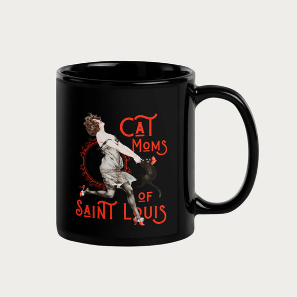 Dancing Cat Moms of St. Louis Black Glossy Mug