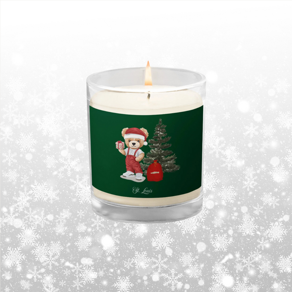 Holiday Bear Glass jar soy wax candle