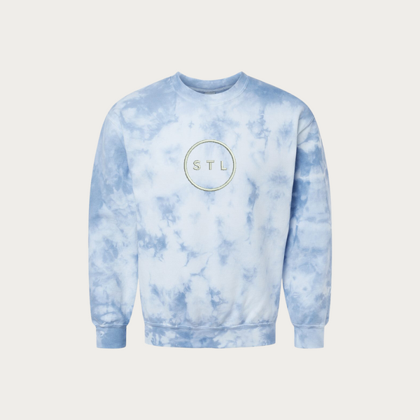 Icy Tie Dye Embroidered Crewneck