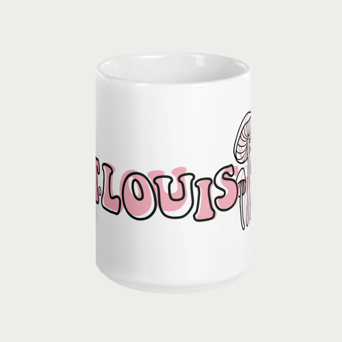 Mushroom White glossy mug